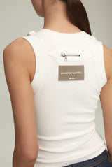 The Anne Scoop Neck Ribbed Tank in White