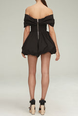 The Pippa Mini Dress With Bubble Skirt in Black