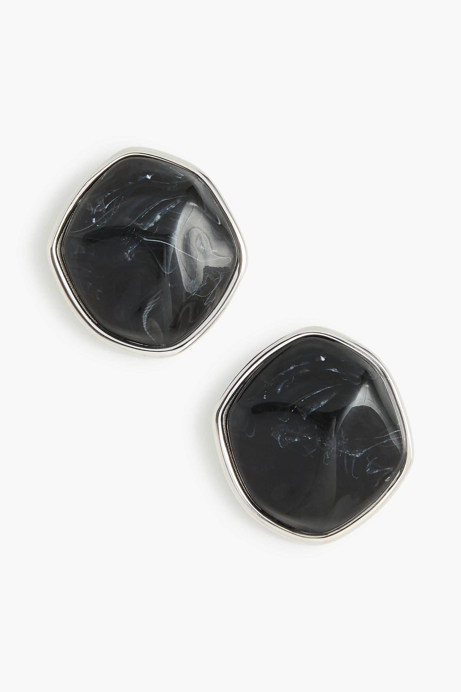 The Resin Earrings in Black and Silver