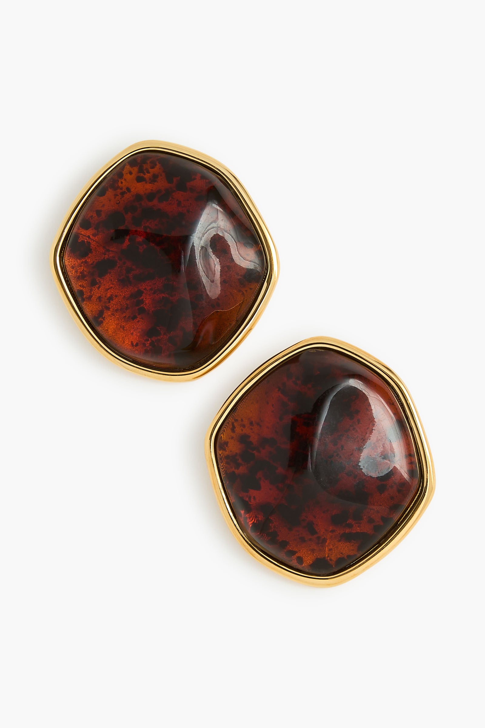 The Resin Earrings in Amber and Gold