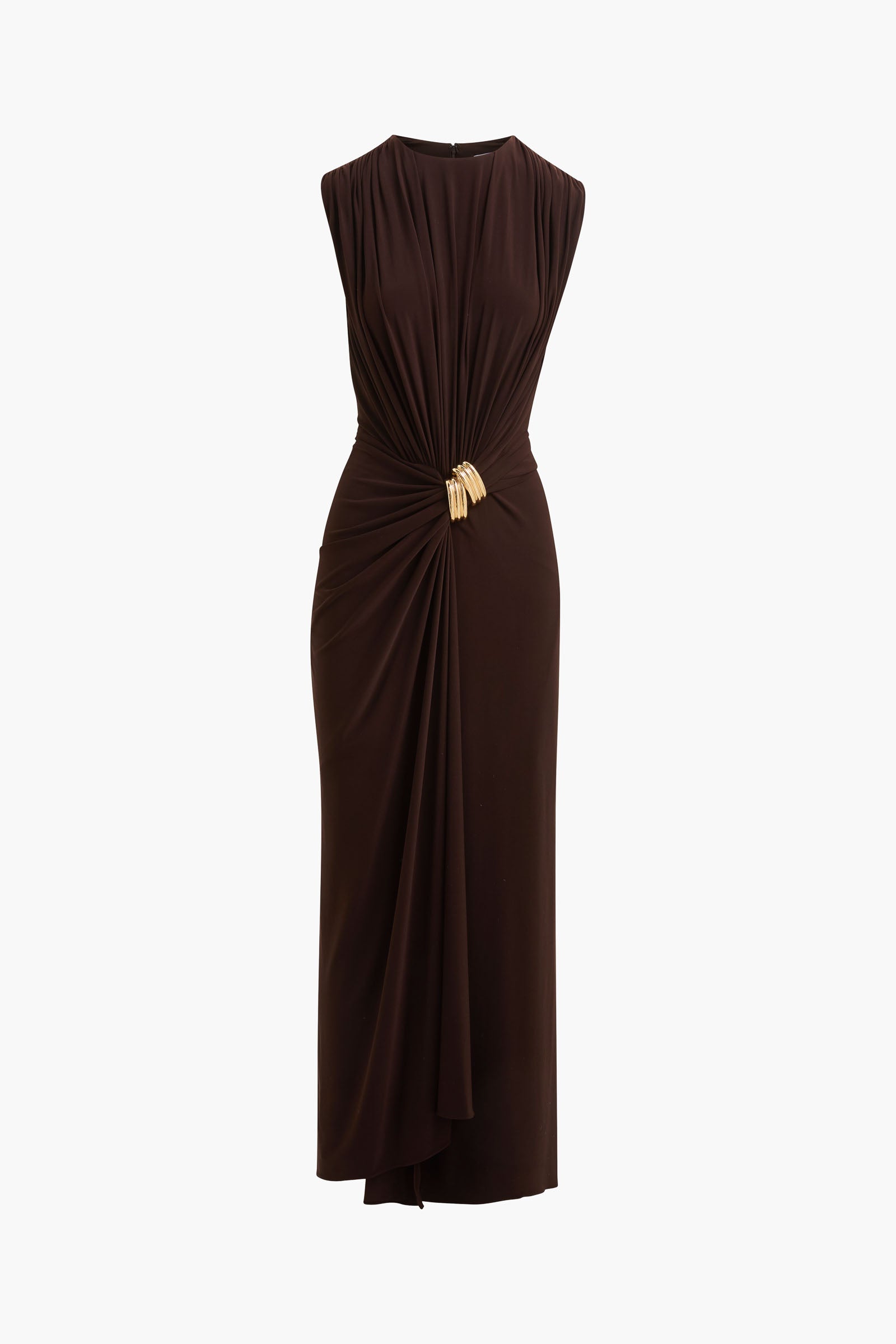 The Serena Draped Jersey Dress in Espresso