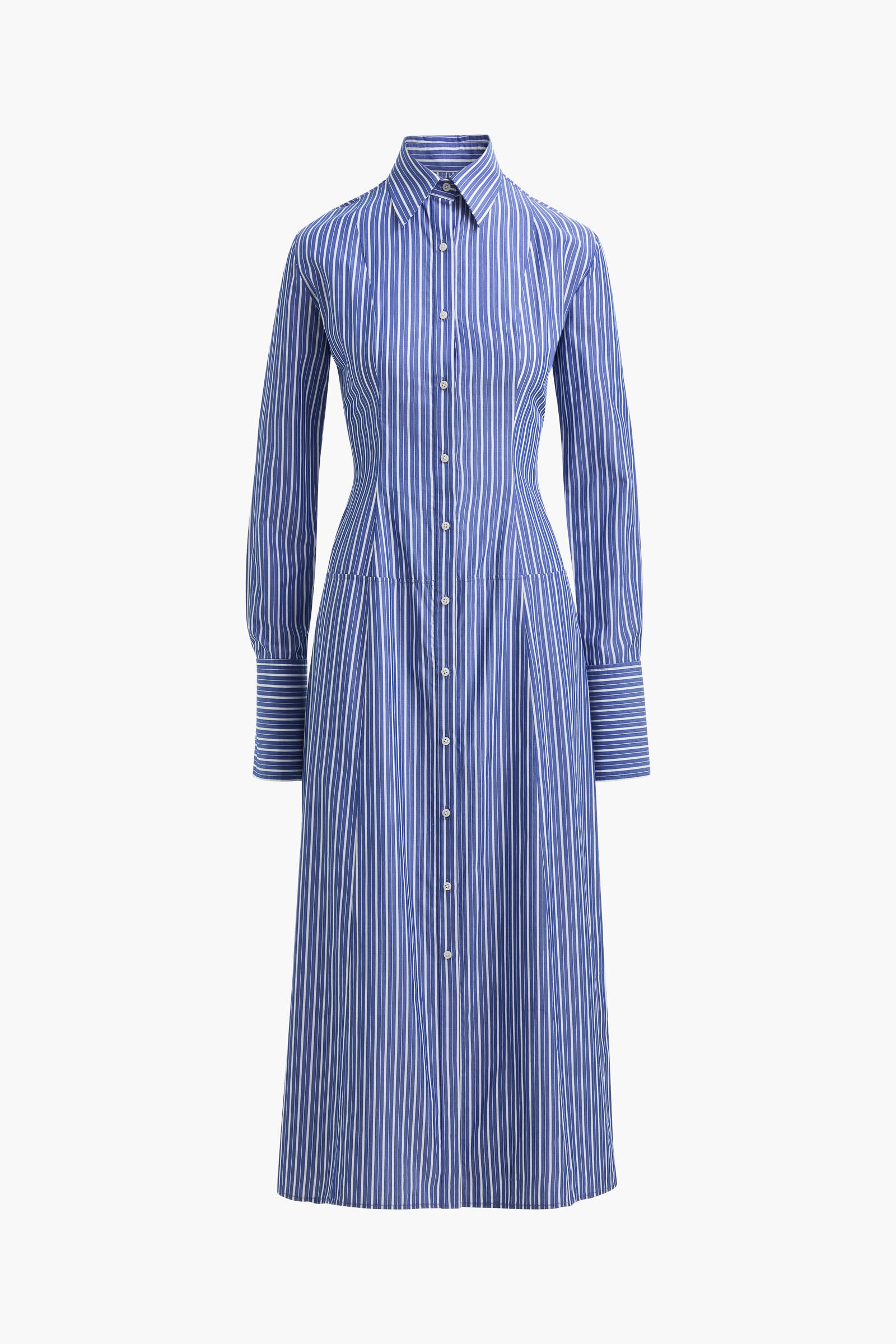The Sammy Shirtdress in Navy Striped Cotton