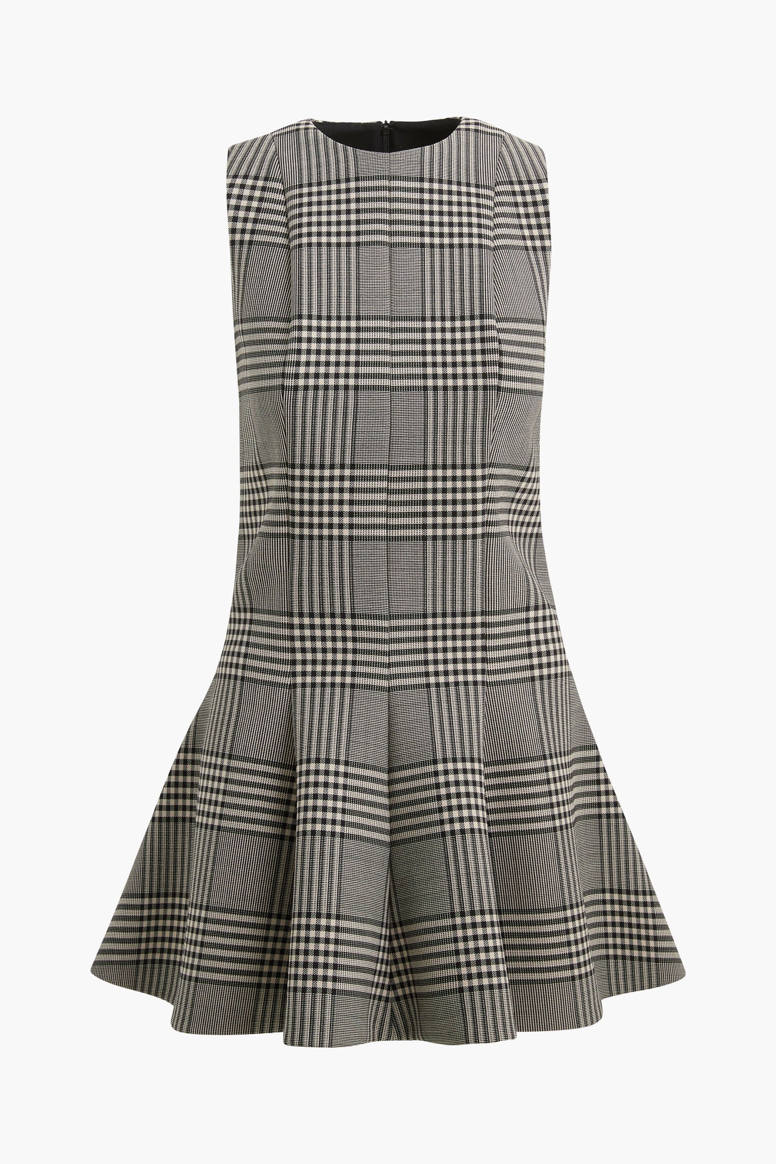 The Sophie Crew Neck Fitted Mini Dress in Prince of Wales Plaid