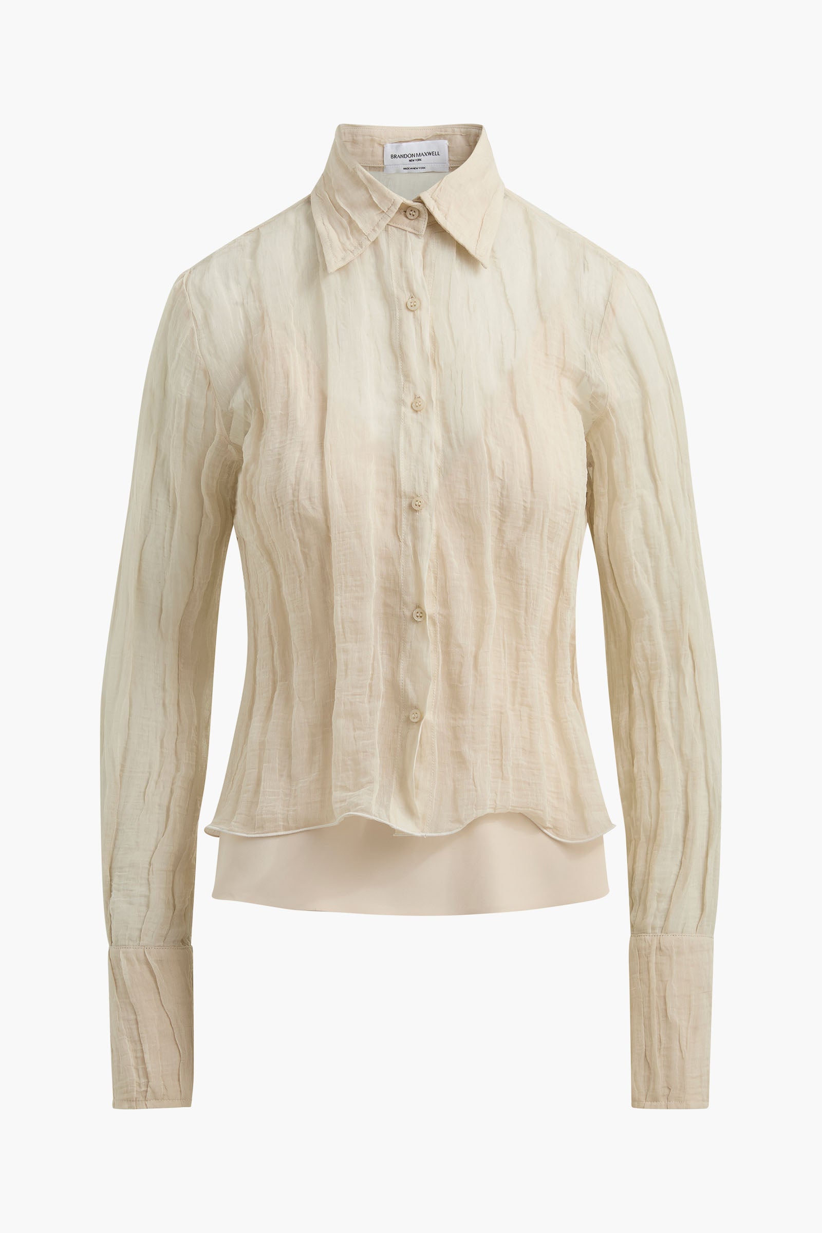 The Billie Button Up Top in Metal Oyster Organza