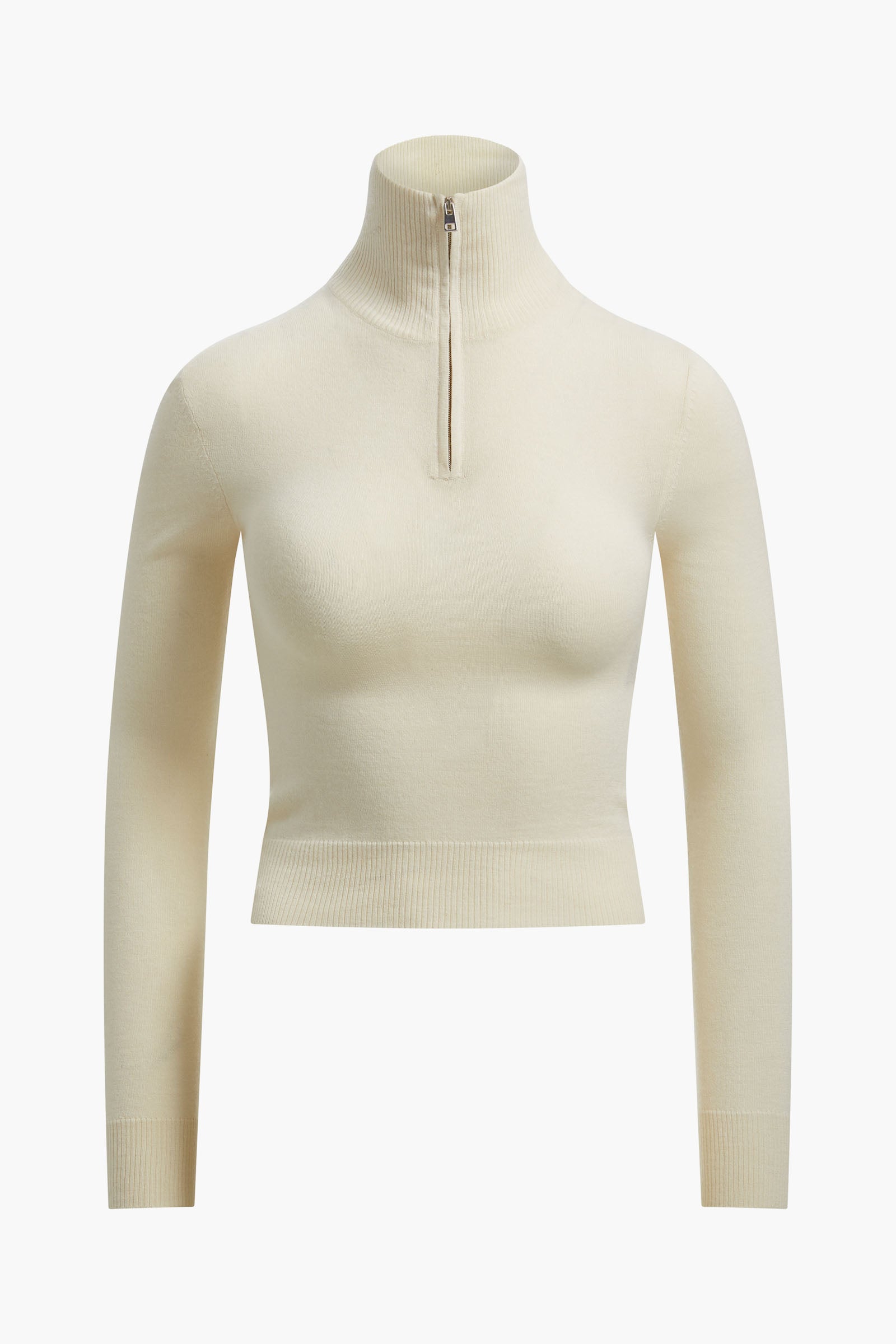 The Paxton Fitted Turtleneck with Half Zip in Ivory