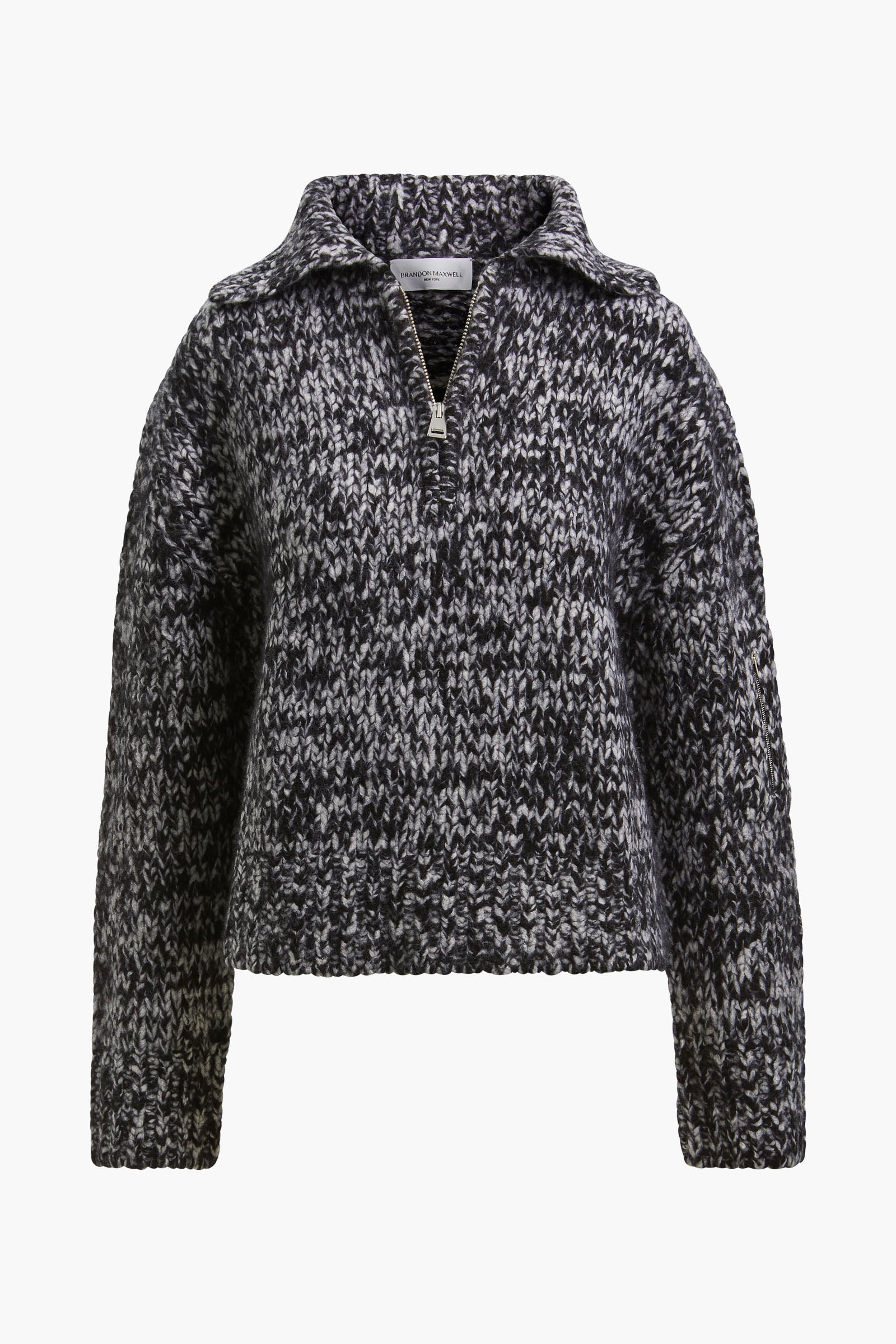 The Posie Half Zip Sweater with Sleeve Pocket in Static