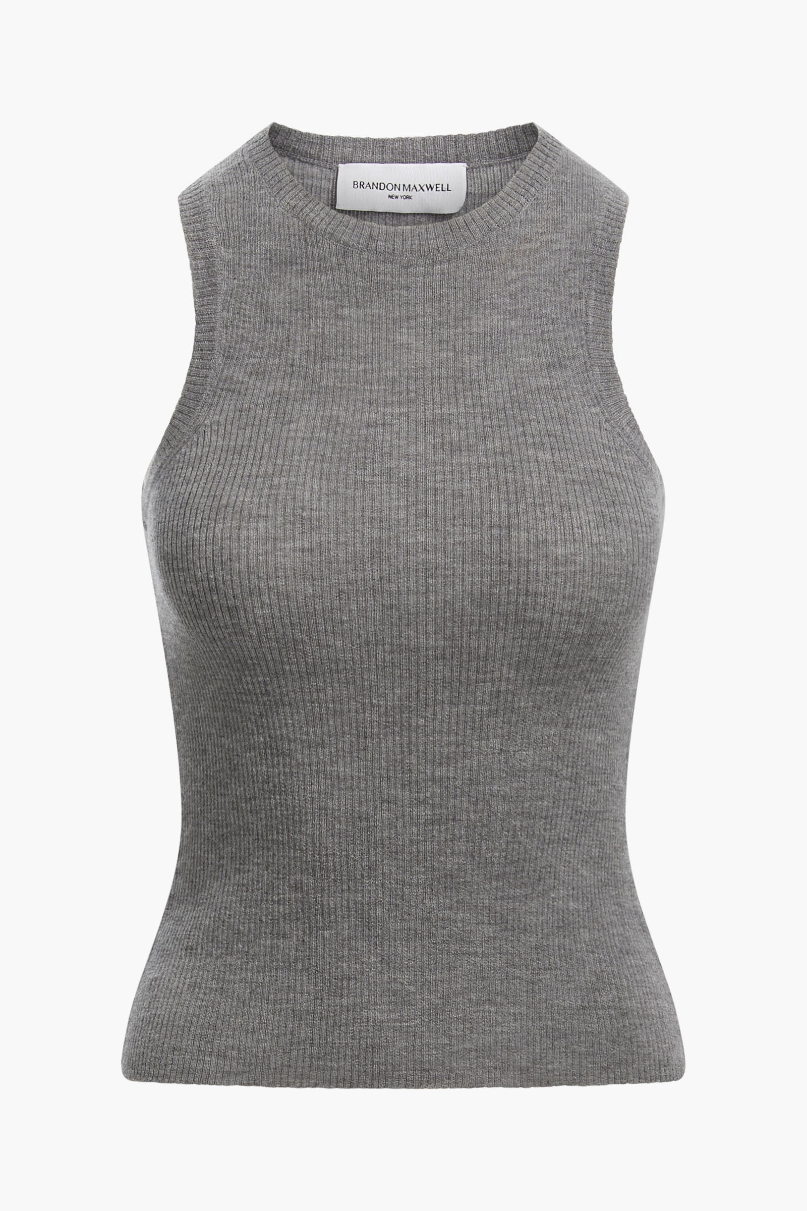 The Jett Cashmere Ribbed Tank in Heather Grey
