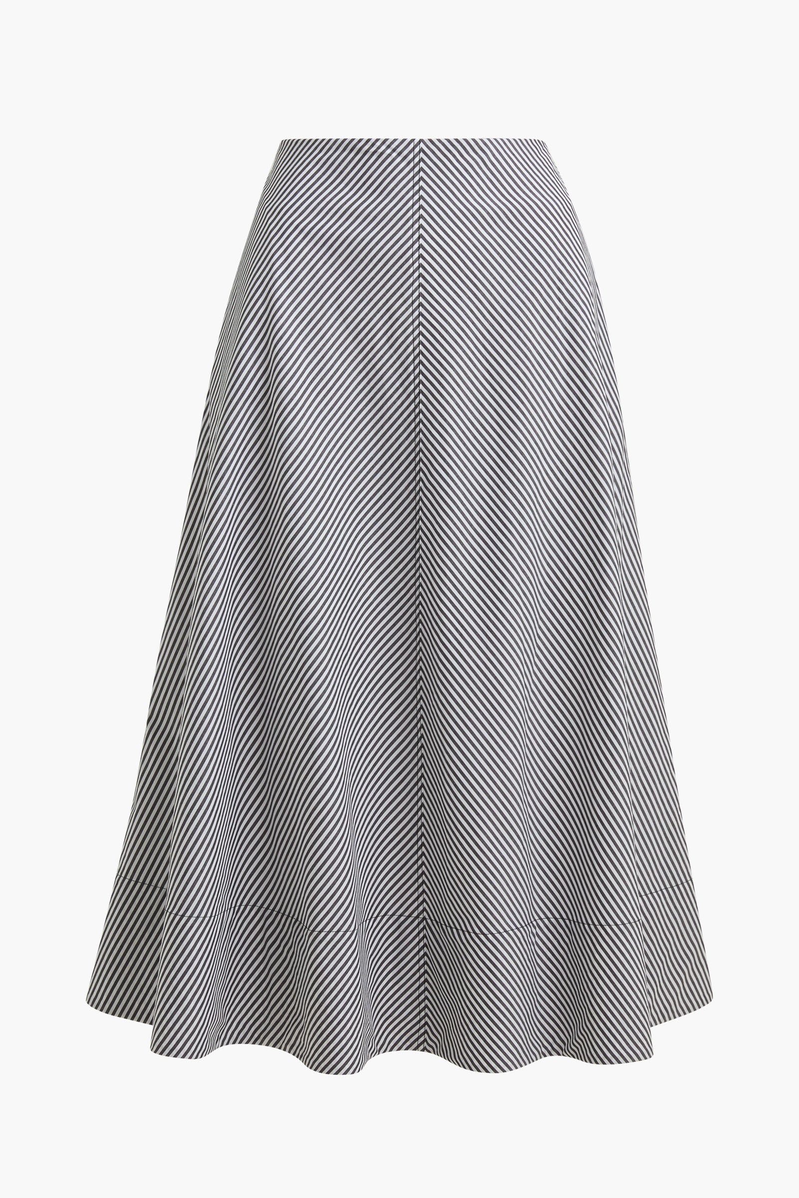The Knox Skirt in Black and White Striped Cotton