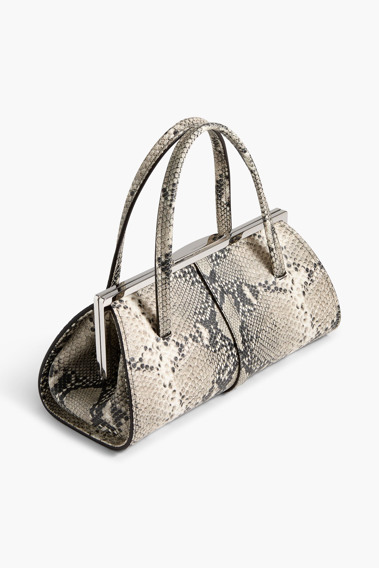 The Maxwell Bag in Black and White Embossed Python Leather