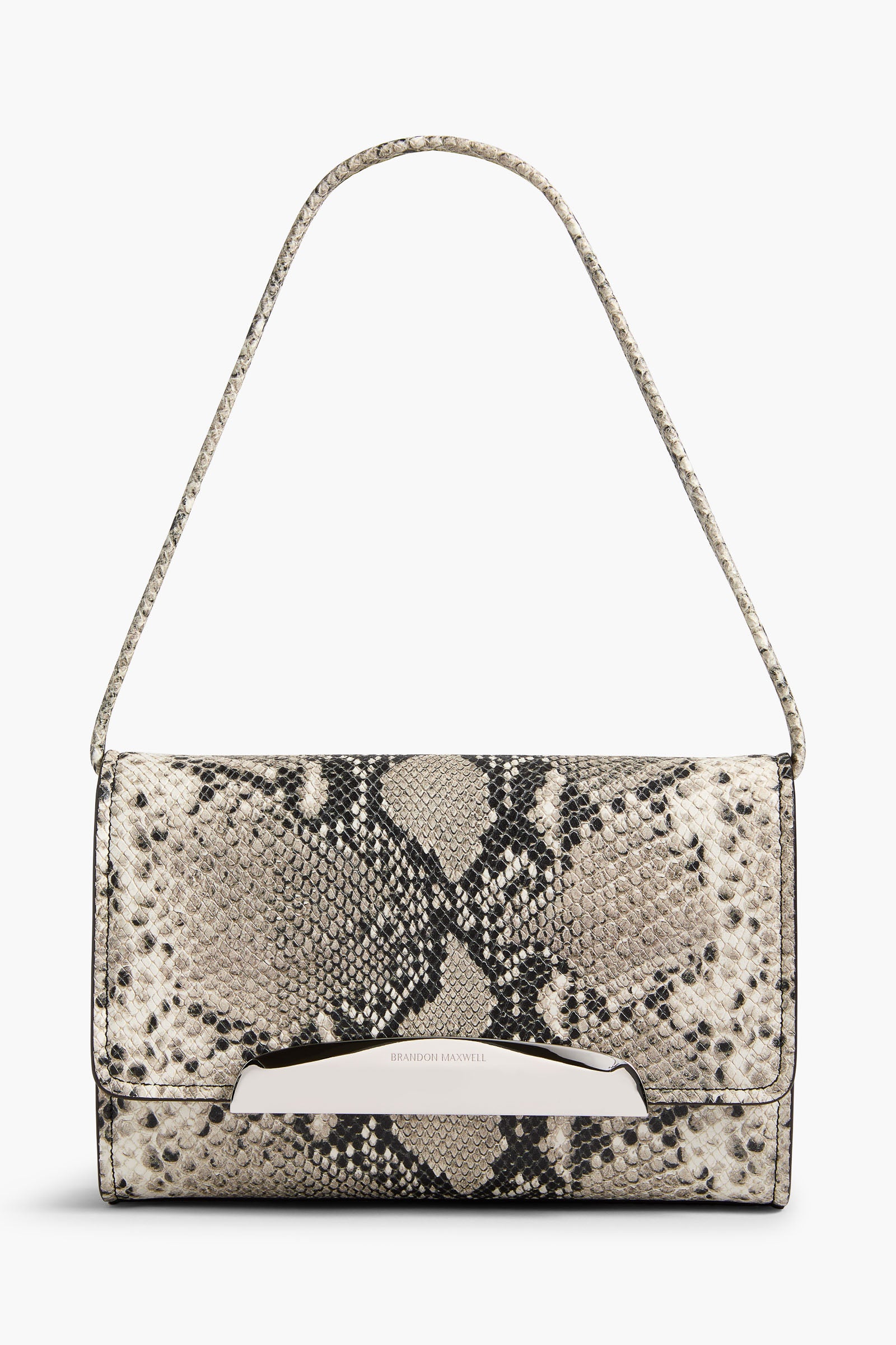 The Louise Pochette Bag in Black and White Embossed Python Leather