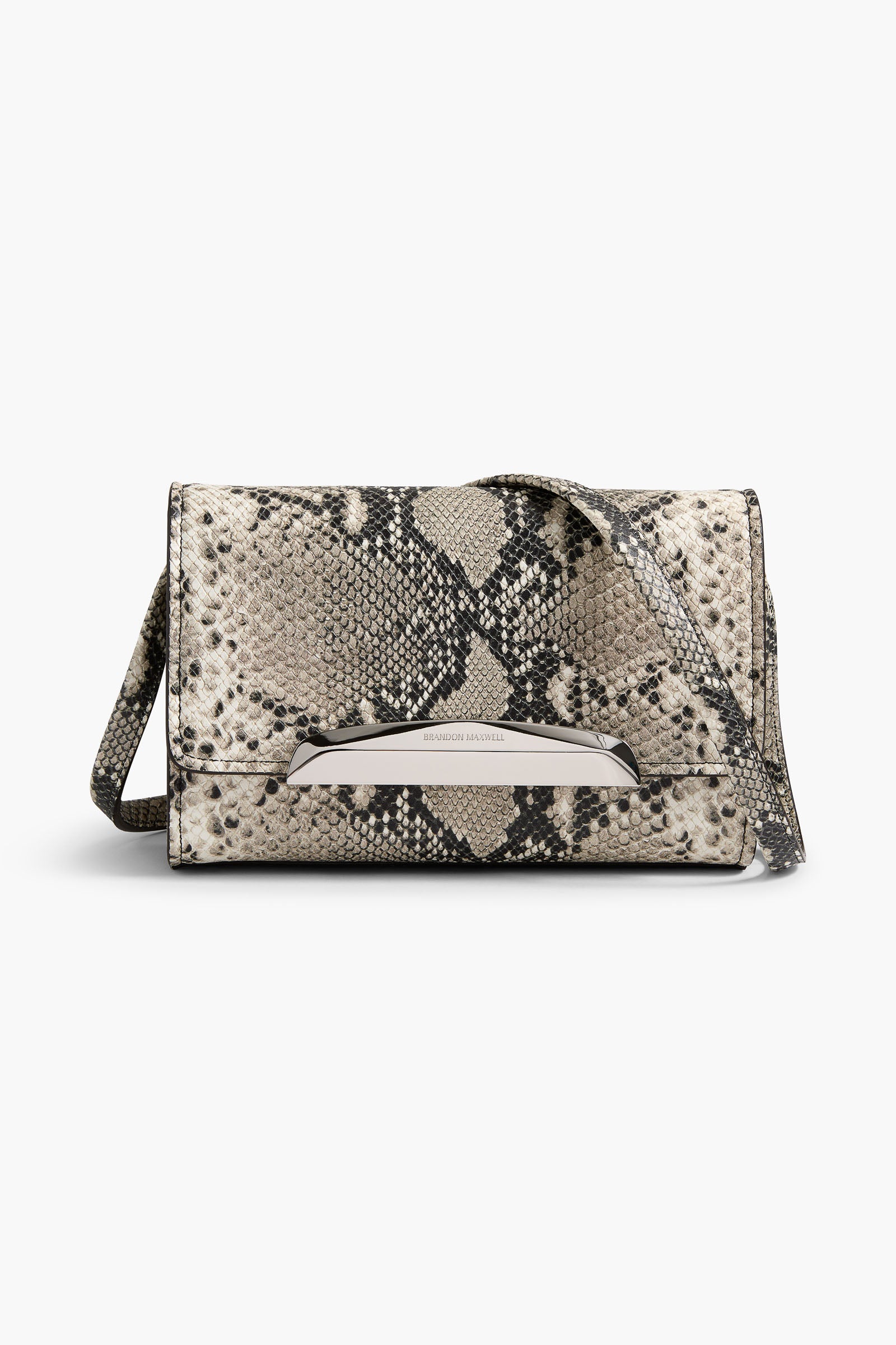 The Louise Pochette Bag in Black and White Embossed Python Leather