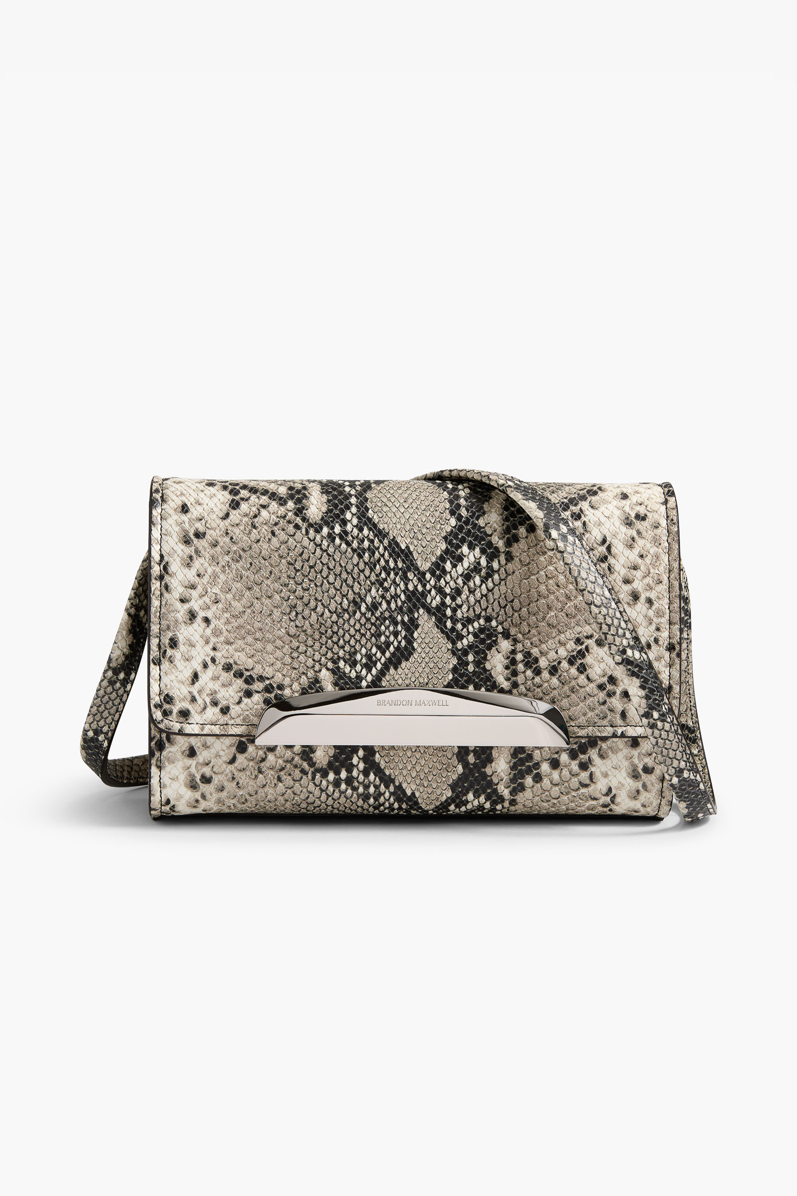 The Louise Pochette Bag in Black and White Embossed Python Leather