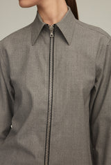The Akia Zip Front Top in Heather Grey