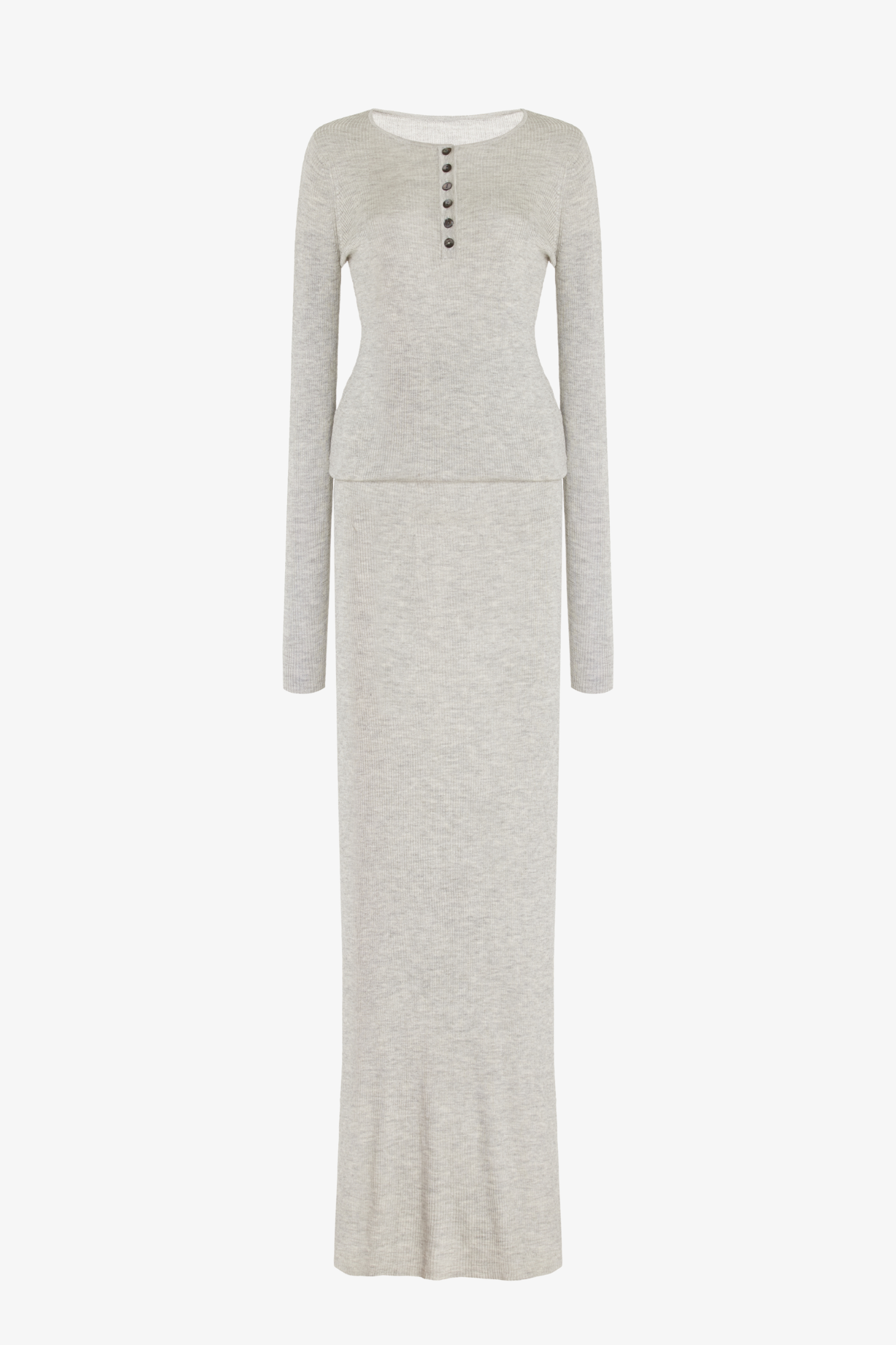 The Tilda Jersey Henley Dress in Heather Grey