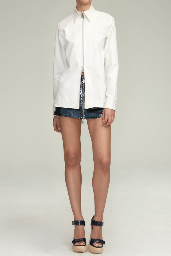 The Akia Zip Front Top in White