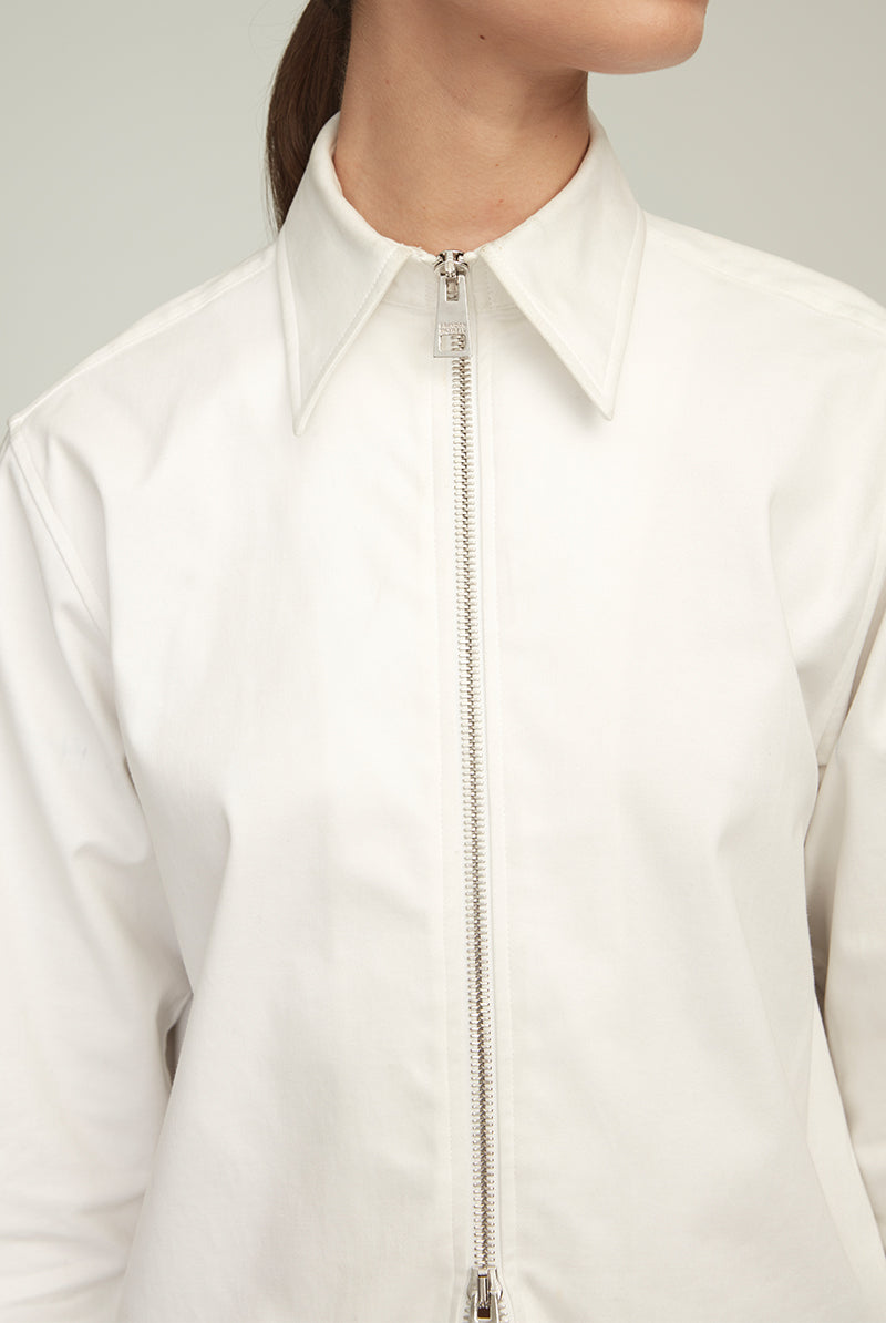 The Akia Zip Front Top in White