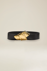 The Leather Belt in Black and Gold