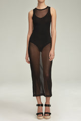 The Landry Mesh Column Dress in Black