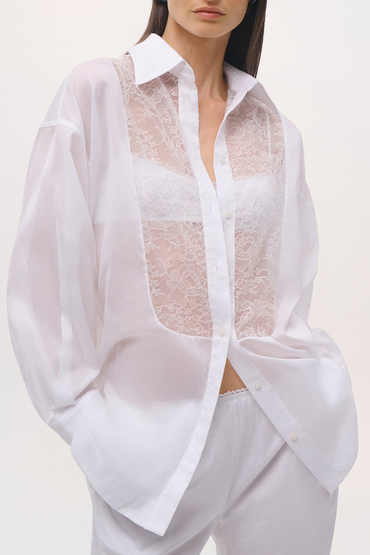 Close up view of Barrett Top in White.