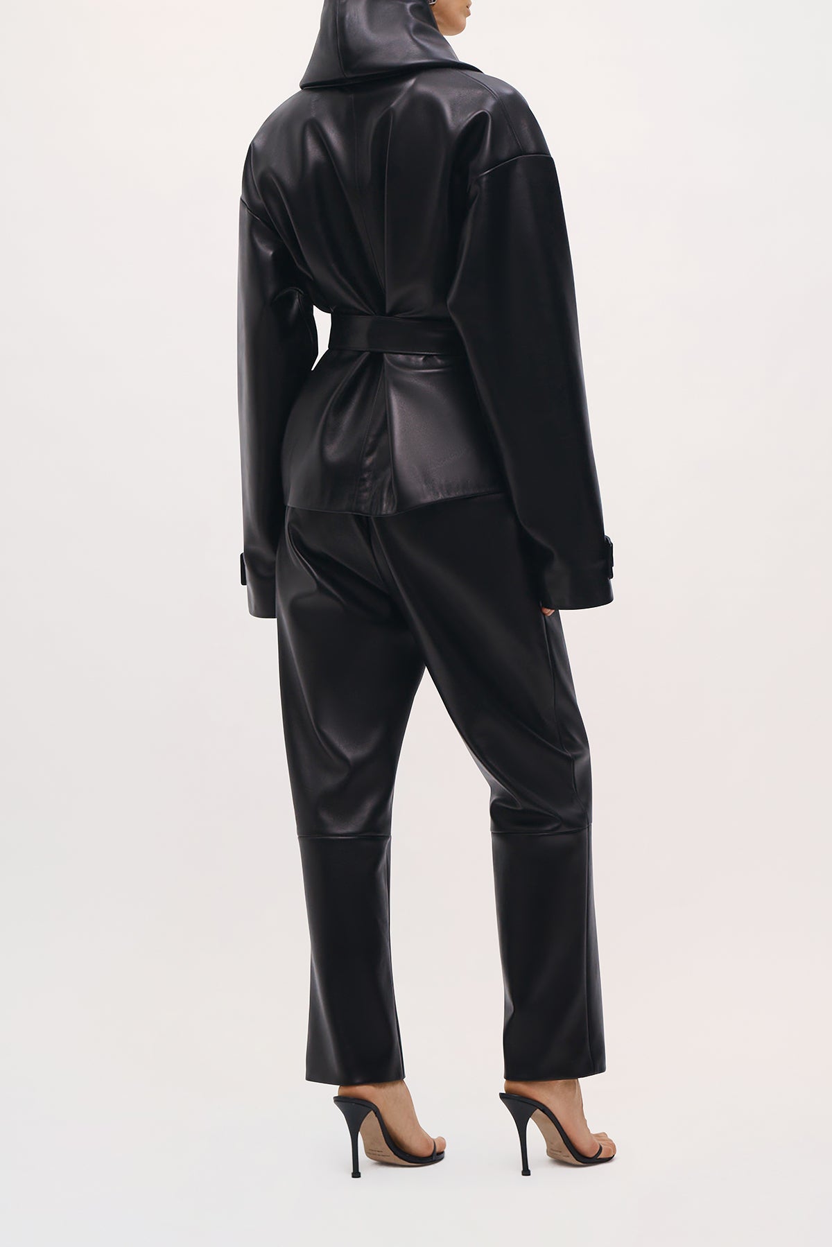 Back view of the Bennett Trench Coat in Black.