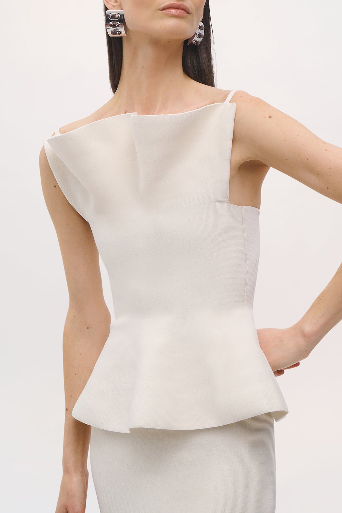 Close up view of the Billie Top in Cream.