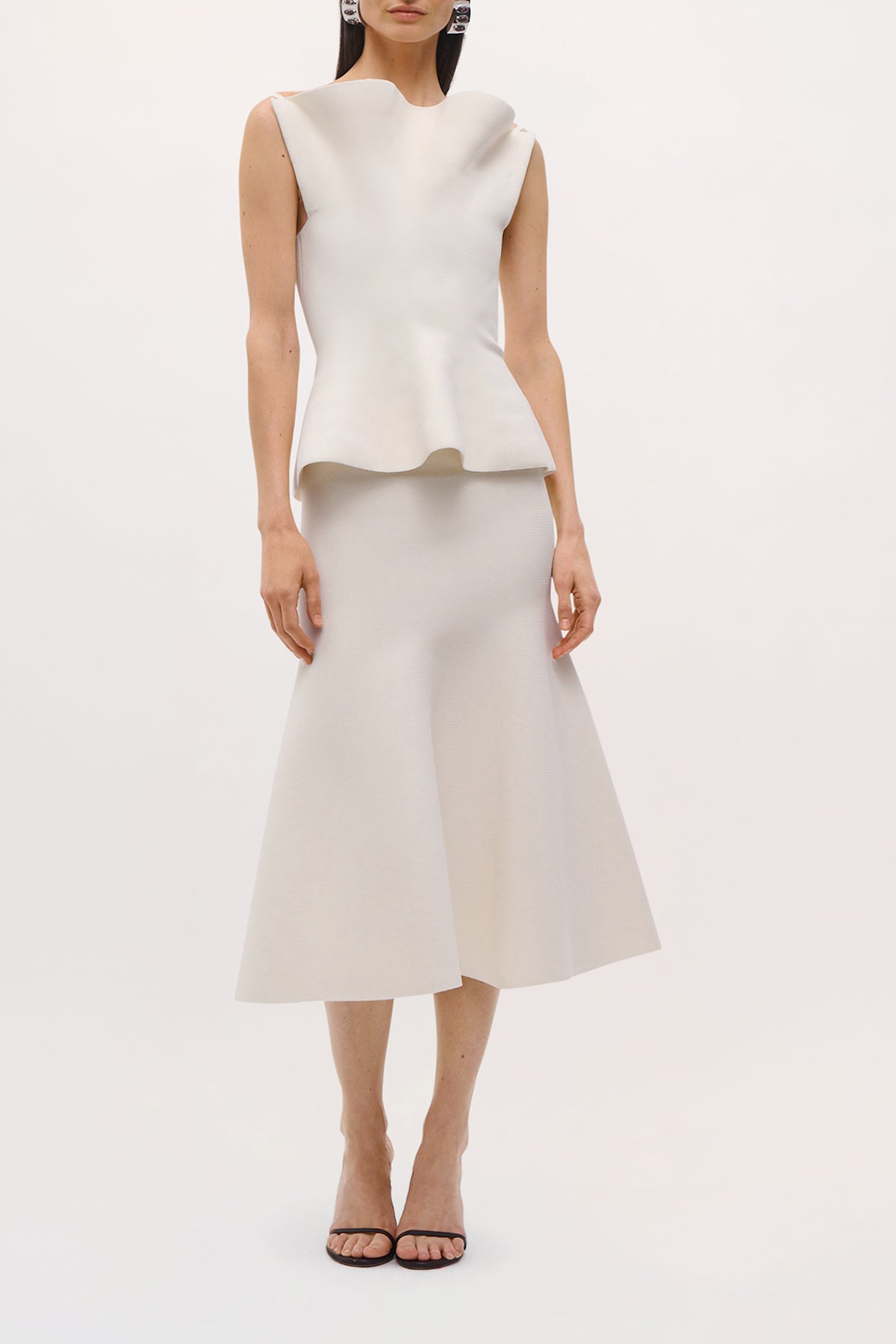 Front view of the Hendrix Skirt in Cream.