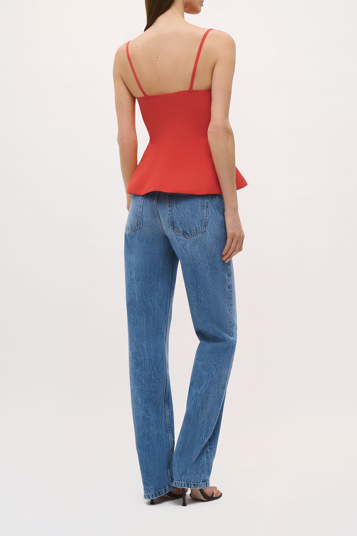 Back view of the Billie Top in Vermillion.
