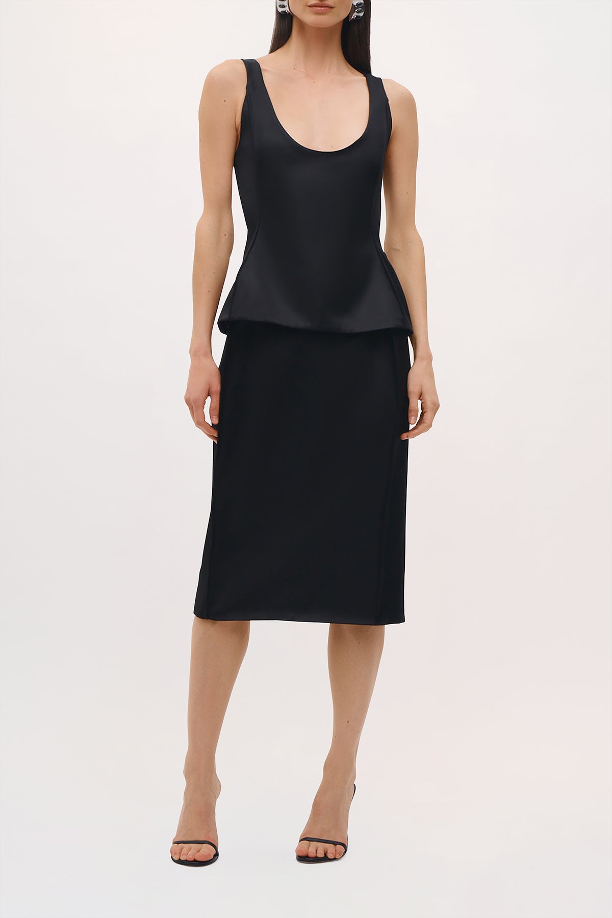 Front photo of the Rone Skirt in Black.