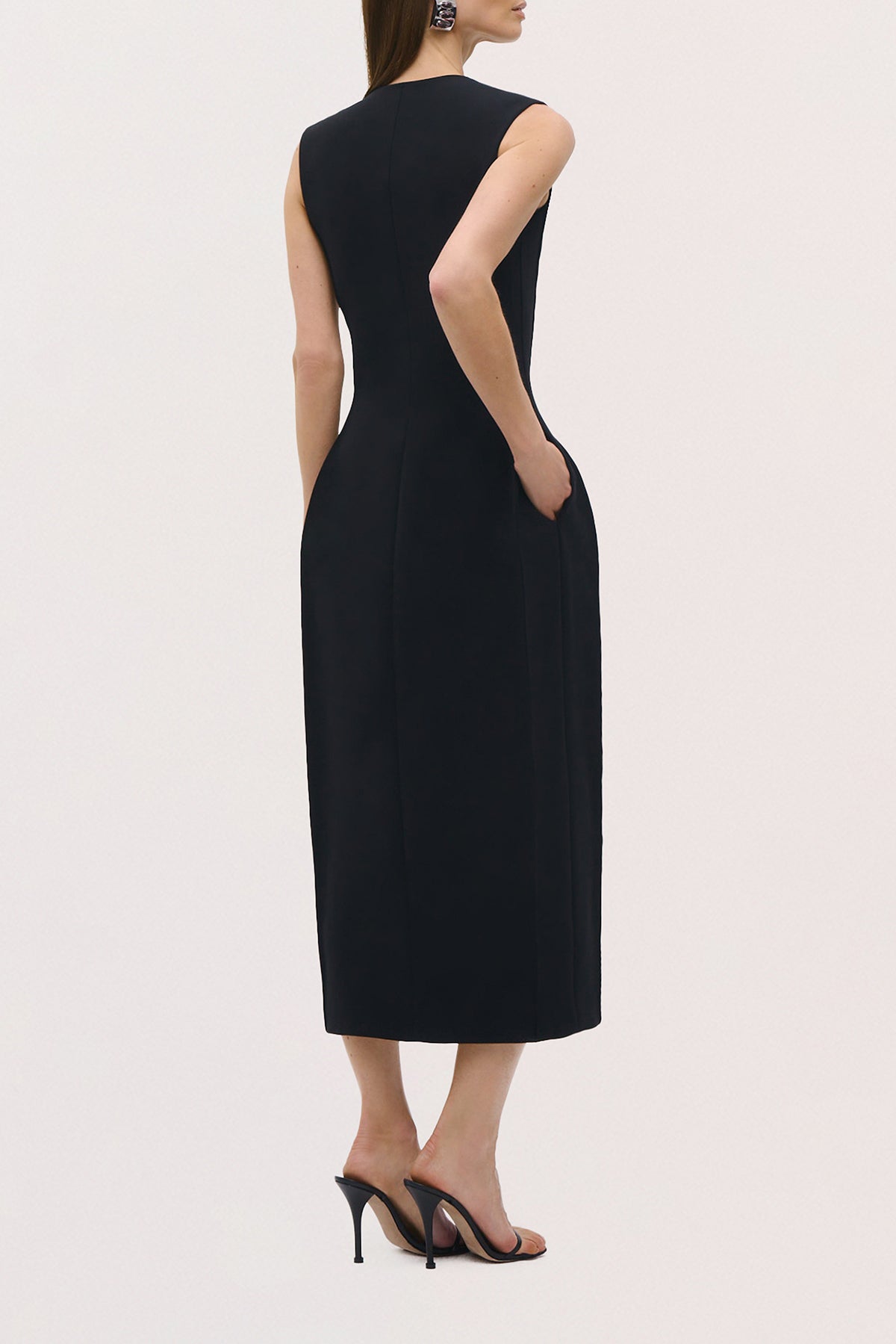 Back view of the Carolyn Dress in Black.