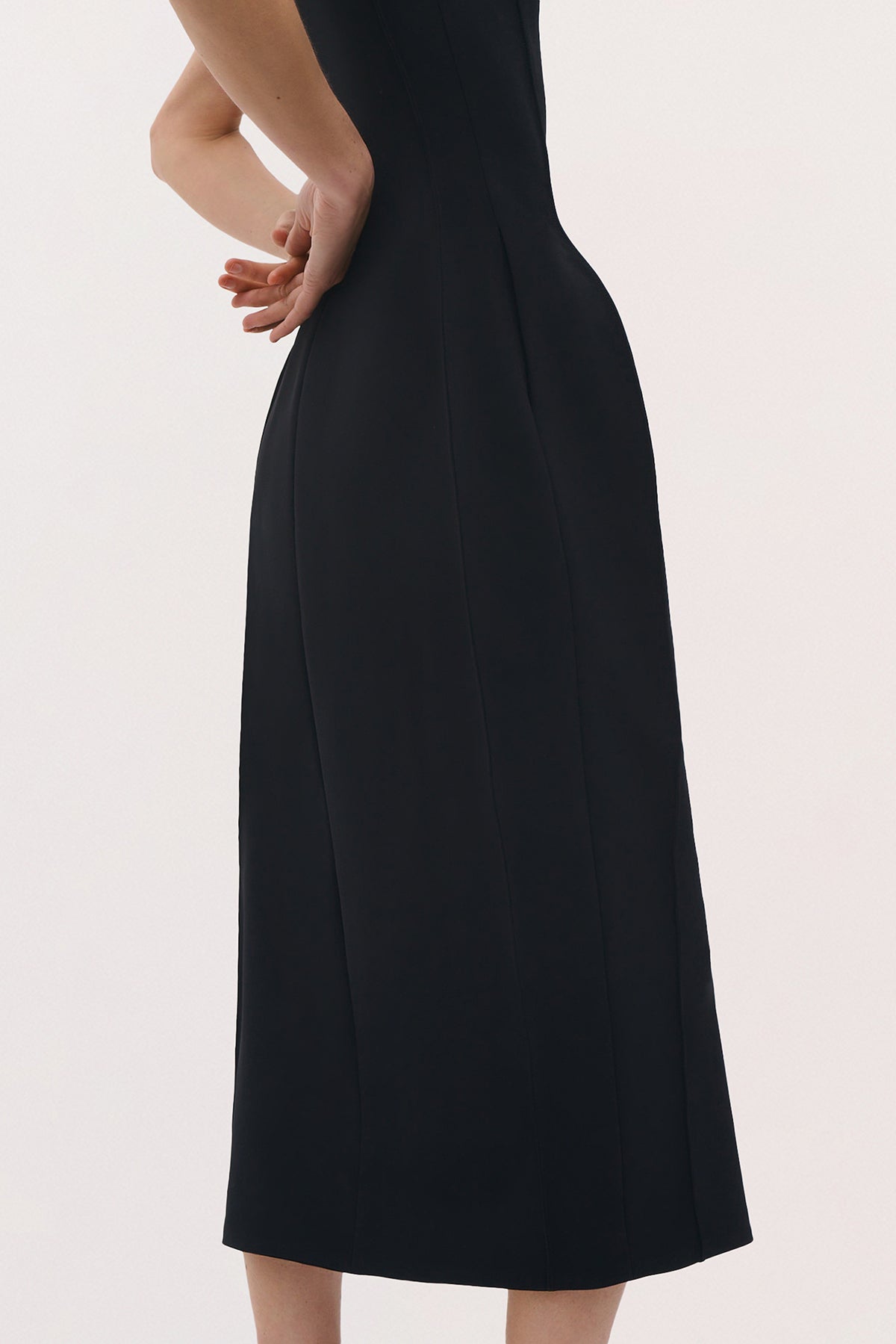 Close up view of the Carolyn Dress in Black.