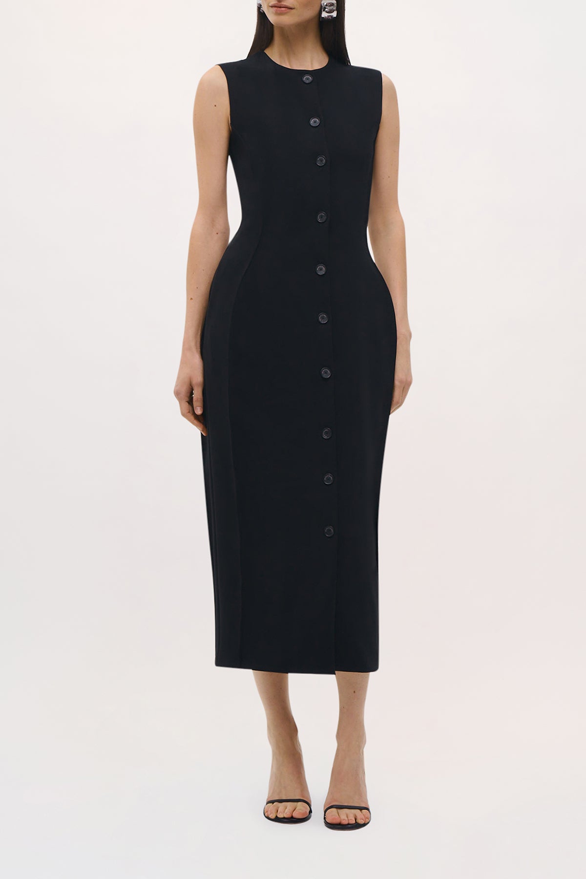 Front view of the Carolyn Dress in Black.