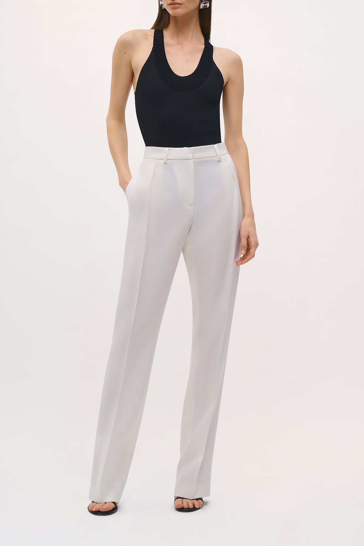 Front view of the Irving Pant in Ivory.