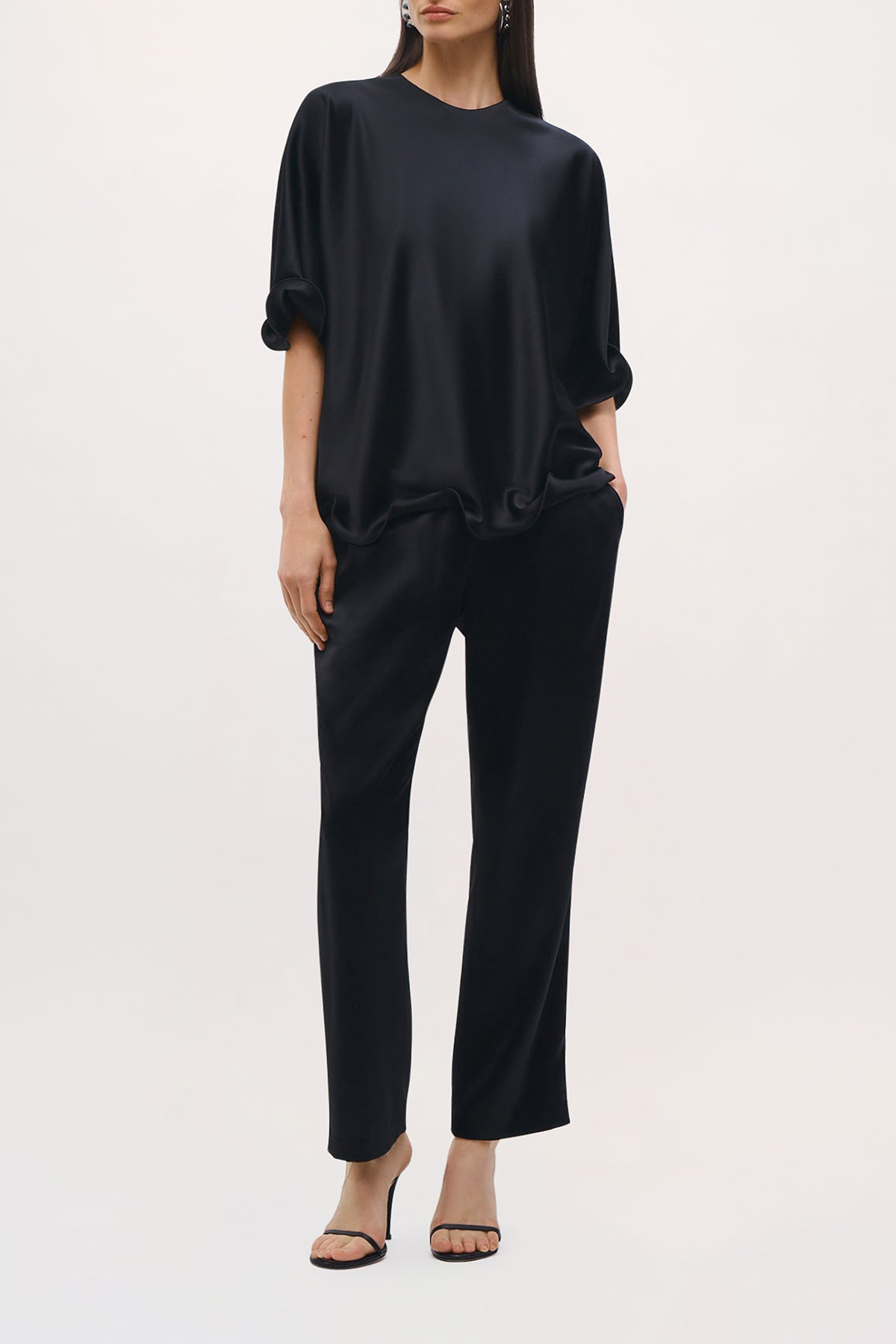 Side view of the Pippa Top in Black.