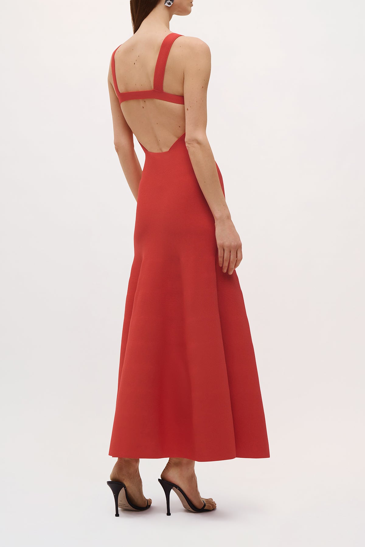 Back view of the Tatum Dress in Vermillion.