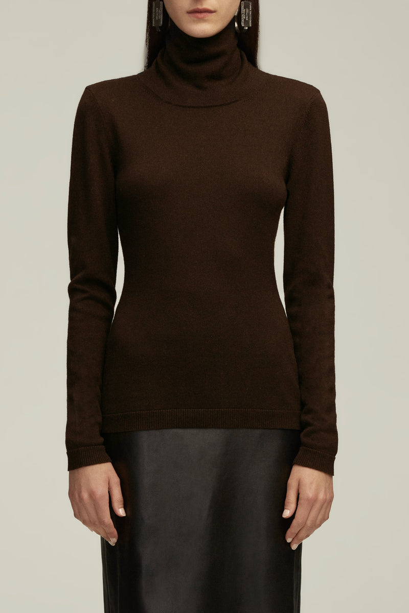 The Ashlie Turtleneck in Chicory Coffee