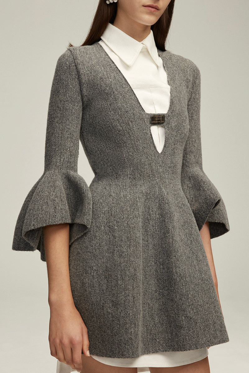 The Leighton Mini Dress in Melange Grey