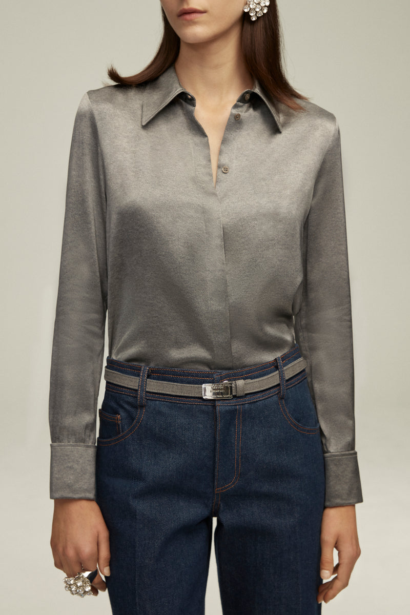 The Spence Button Down in Heather Grey