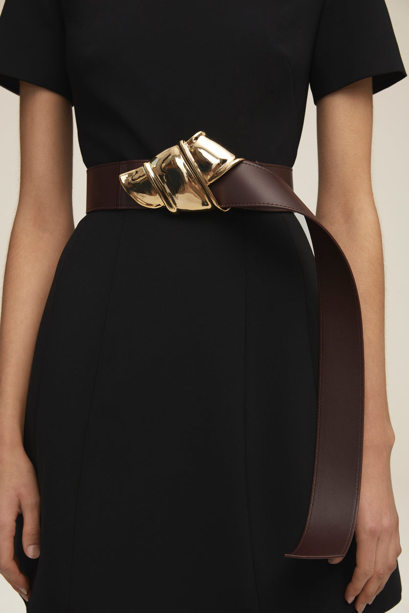 The Leather Belt in Burgundy and Gold