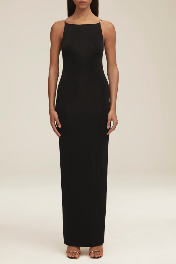 The Boat Neck Jersey Dress in Black