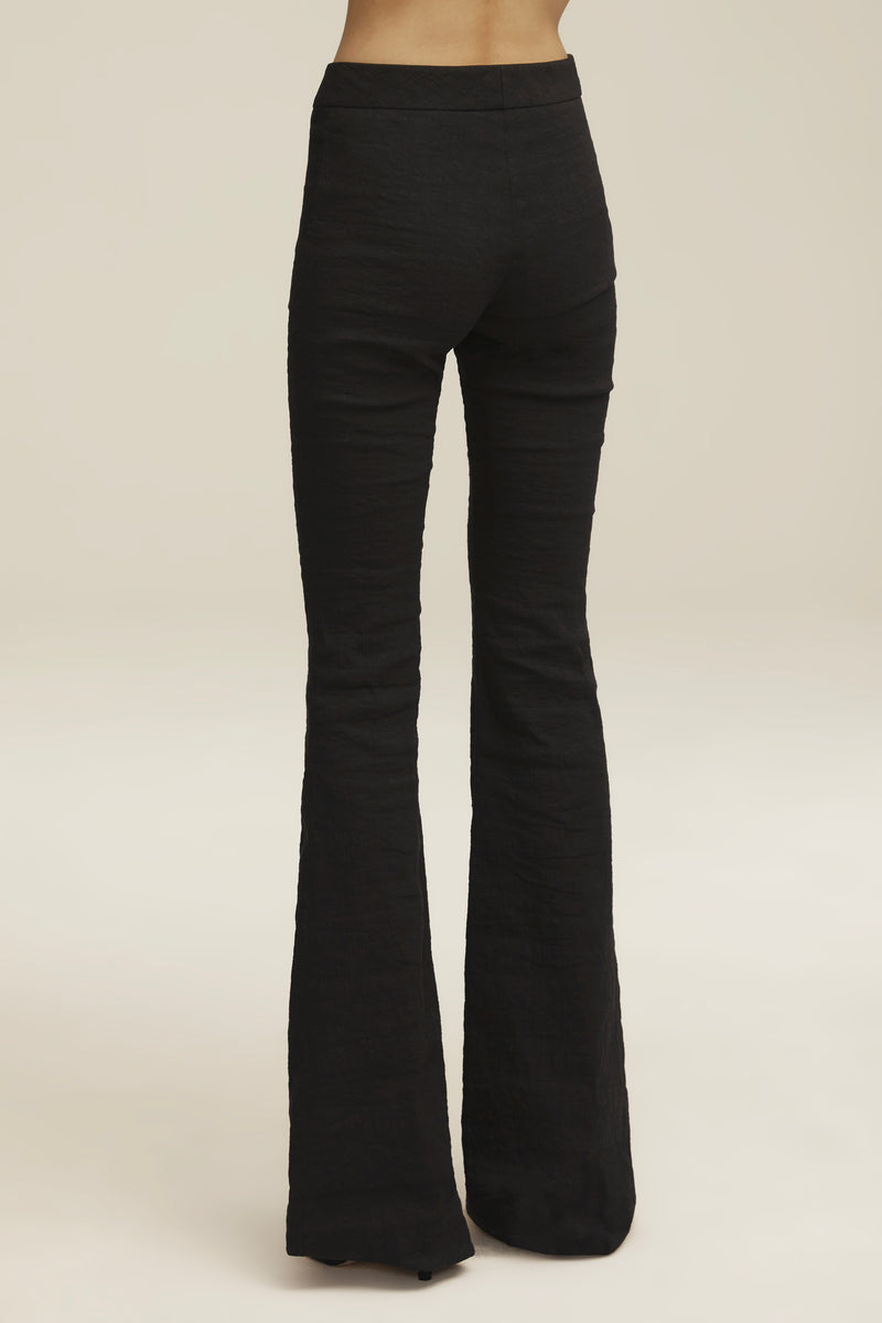 The Fae Stretch Pant with Flared Hem in Black