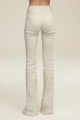The Fae Stretch Pant with Flared Hem in Greige
