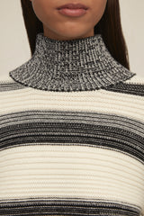 The Georgia Sweater in Black and Ivory Stripe