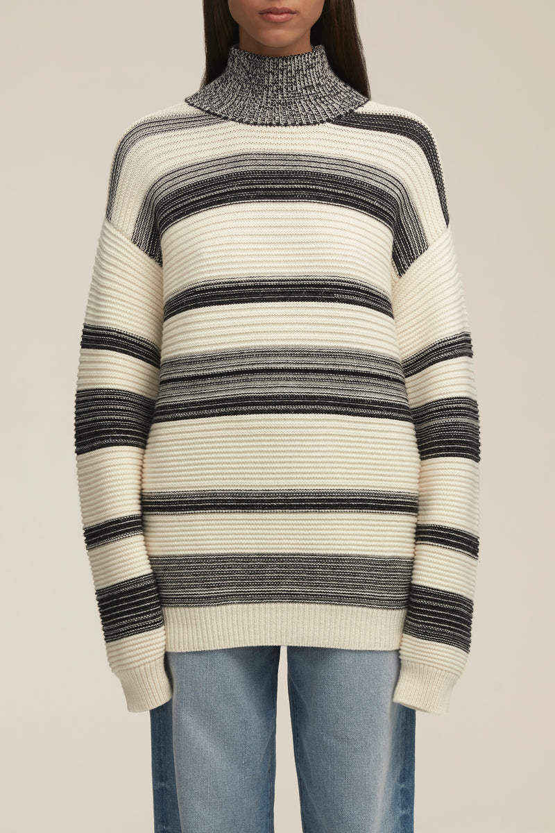 The Georgia Sweater in Black and Ivory Stripe