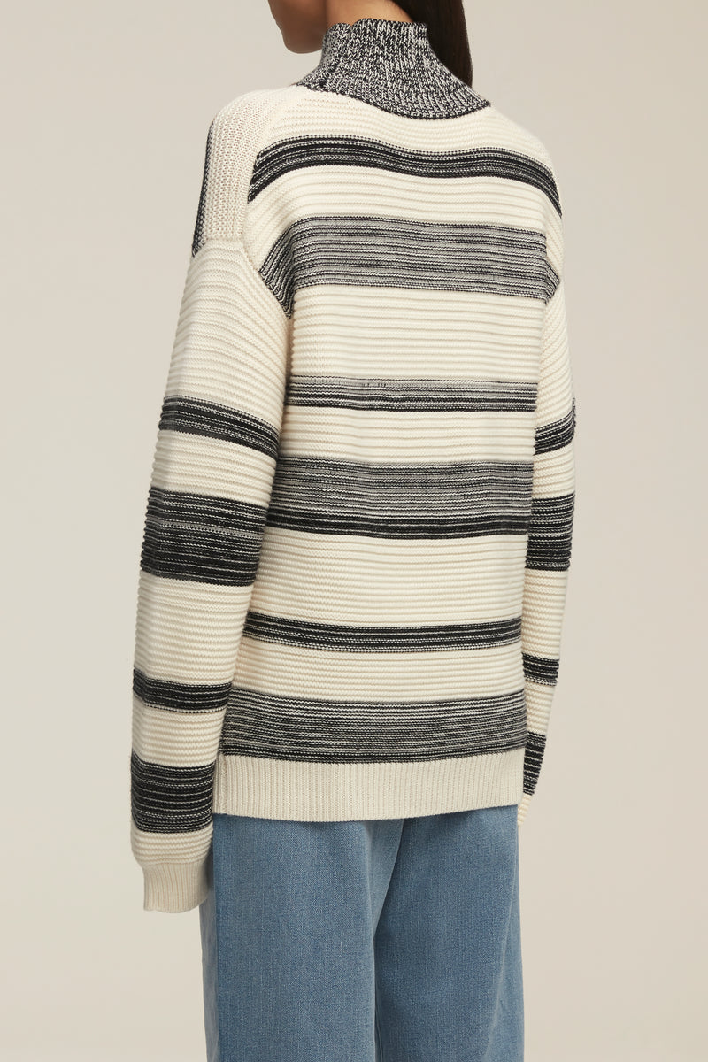The Georgia Sweater in Black and Ivory Stripe