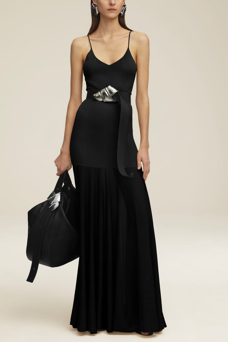 The Katya Ribbed Knit Dress in Black