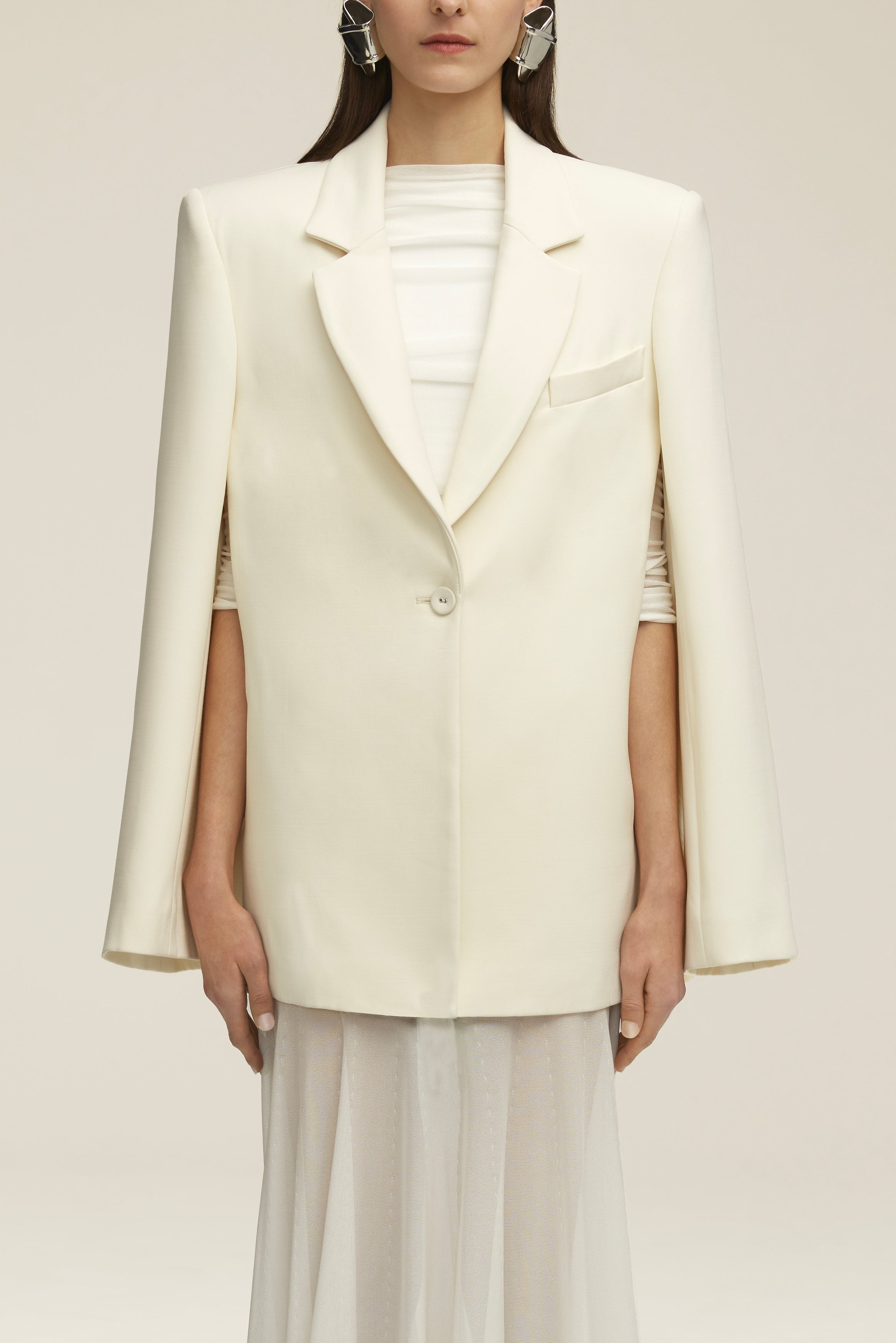 The Laila Cape Evening Jacket in Ivory