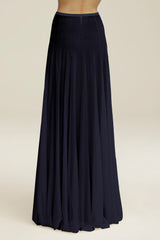 The Lucy Sheer Knit Full Maxi Skirt in Navy