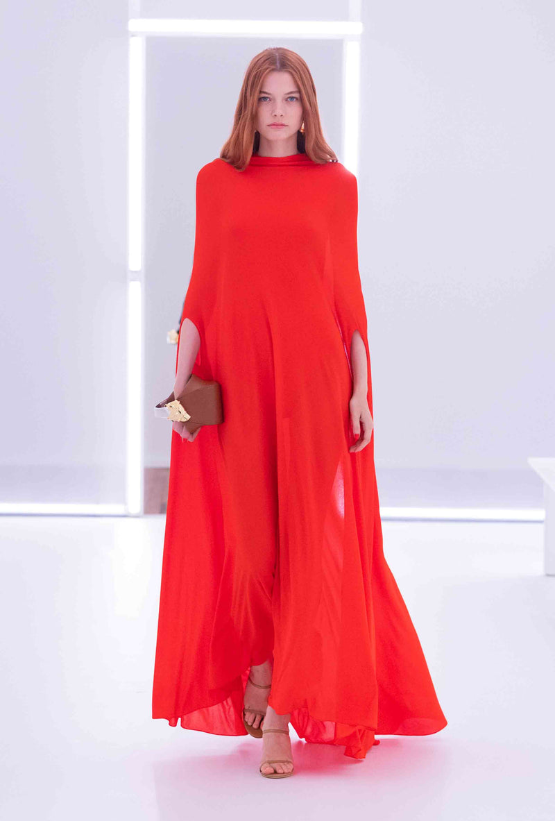 The Louisa Caftan Maxi Dress in Vermillion Red