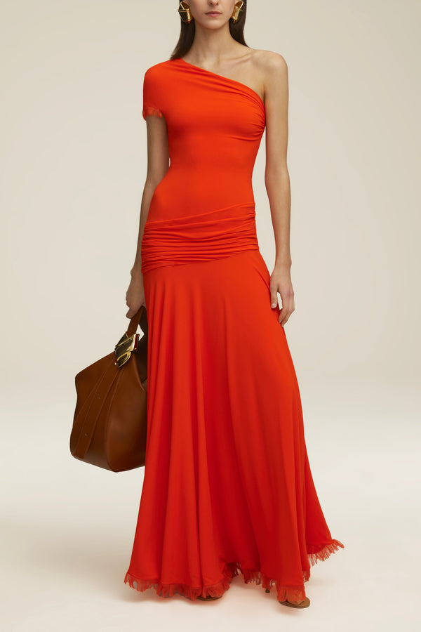 The Tess Dress in Vermillion Red
