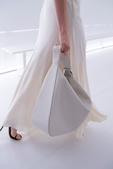 The Stella Large Hobo Bag in Oyster and Silver